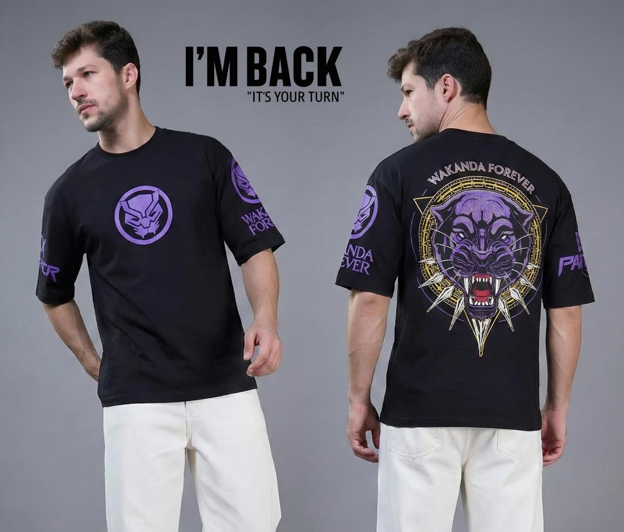 JOG Black Panther Wakanda Oversized T-shirt Front and Back